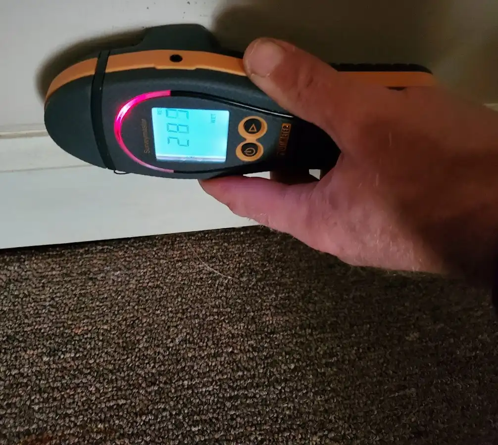 Moisture detection at baseboard during Mold Inspection & Testing in Halfmoon